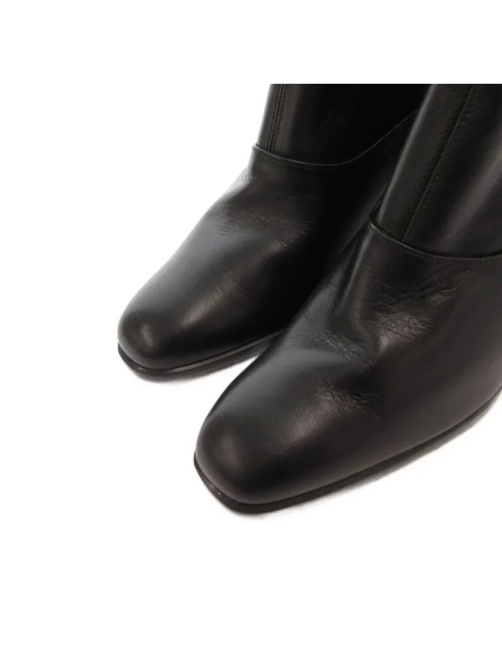 Saint Laurent Yves Long Boots Side Zip Leather 36.5 Black - Picture 3 of 8